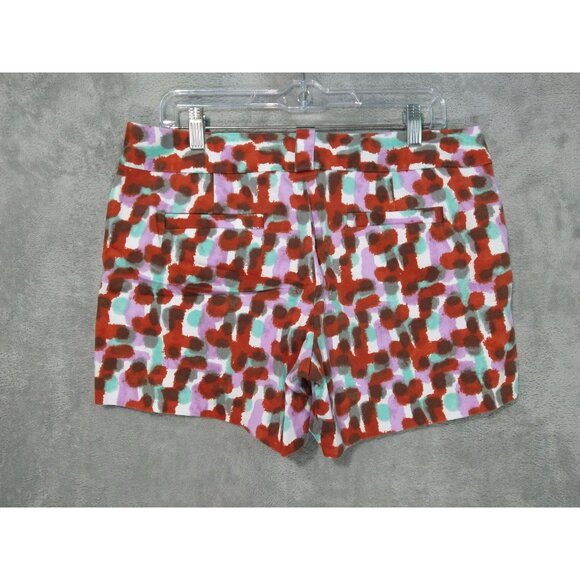 J Crew Shorts Womens 10 Water Color Chino Flat Front Stretch Mid Rise Hippie - Picture 2 of 9